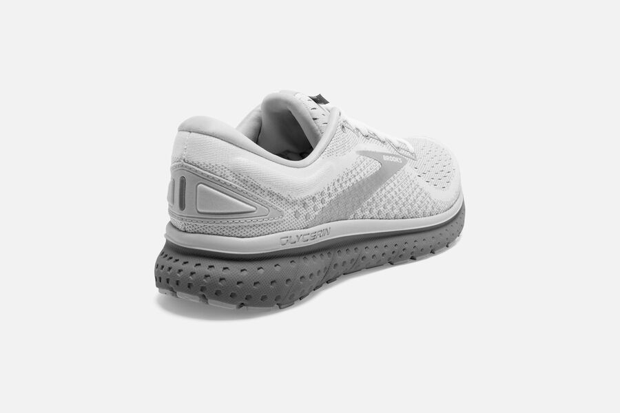 Brooks Glycerin 18 Road Running Shoes - Womens - White/Grey - CS6501924